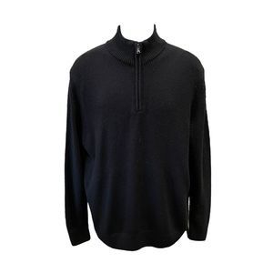 Sonoma 1/4 Zip Pullover Black Merino Wool Sweater Men’s Size Large